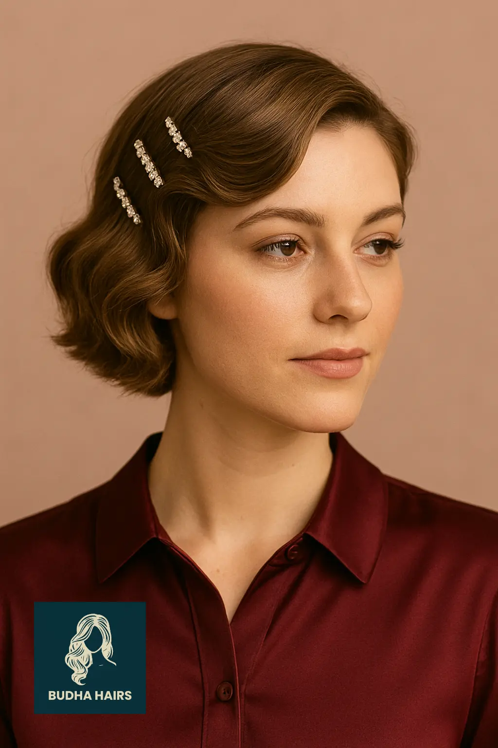 Side-Tucked Waves with Crystal Pins