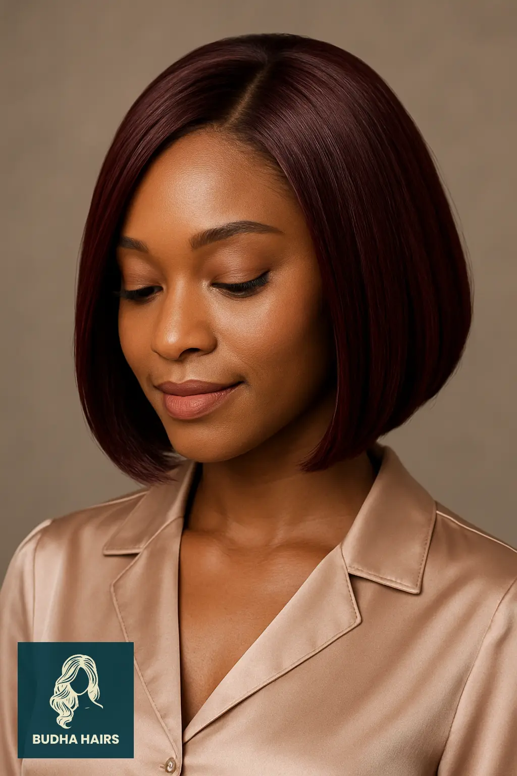 Sleek Burgundy Bob with Gloss Finish