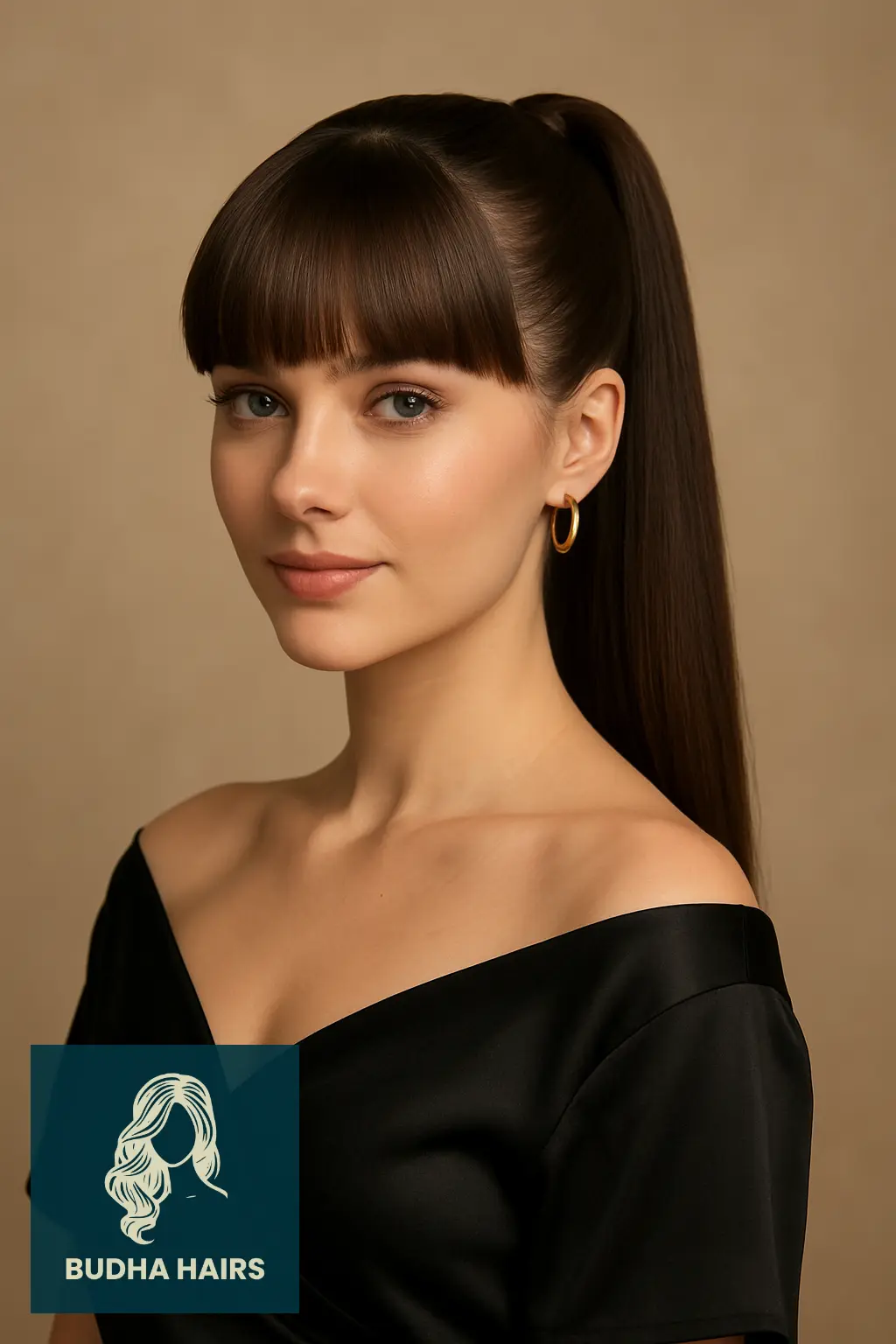 32 Gorgeous Weave Ponytail Hairstyles with Bangs for Every Occasion 1 Sleek High Weave Ponytail with Straight Bangs