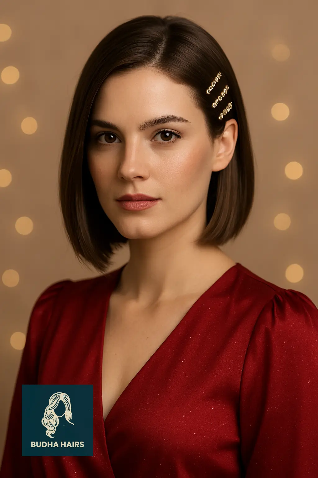 Sleek Lob with Jewel Pins