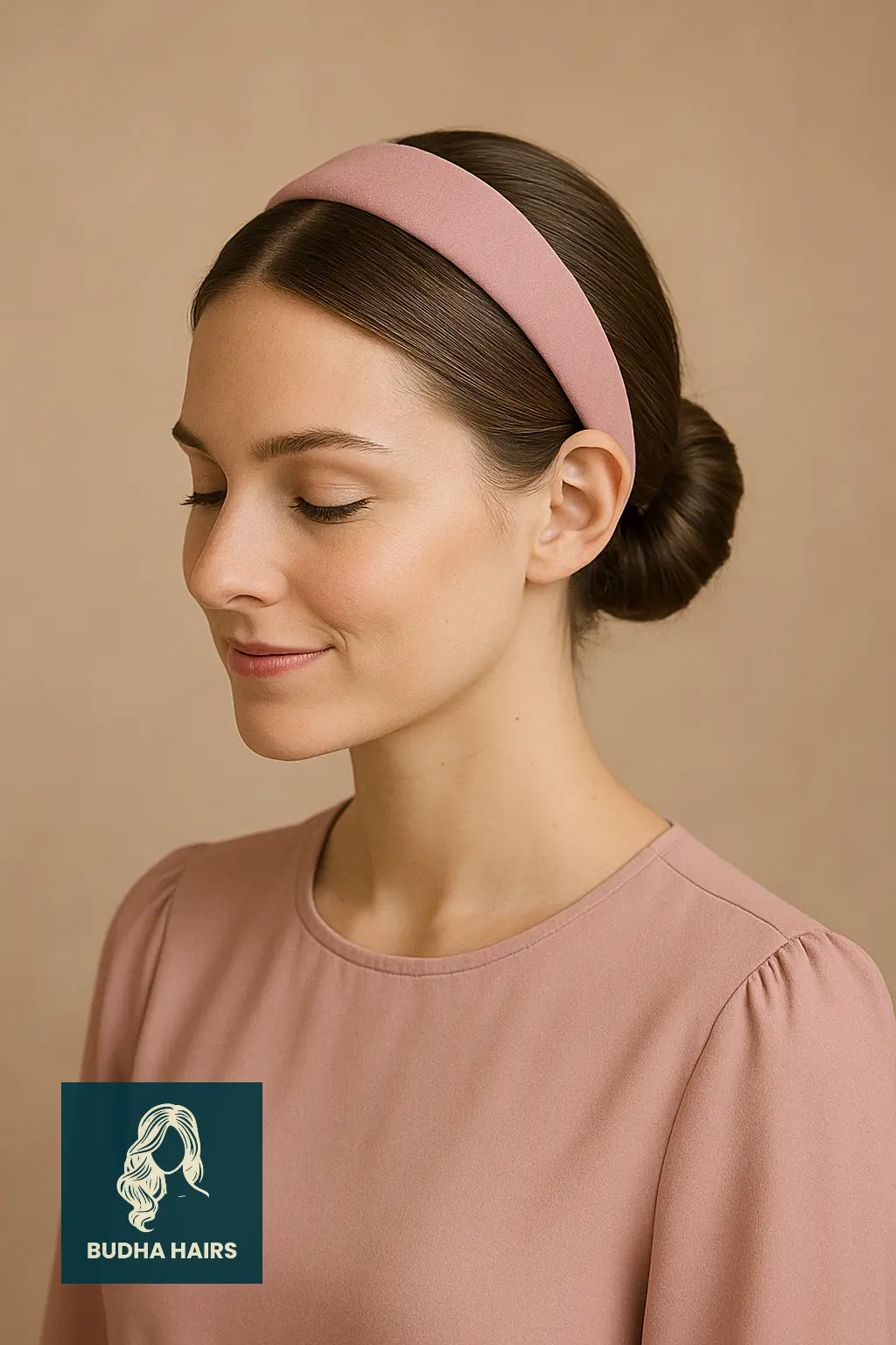 Sleek Low Bun with Thick Headband