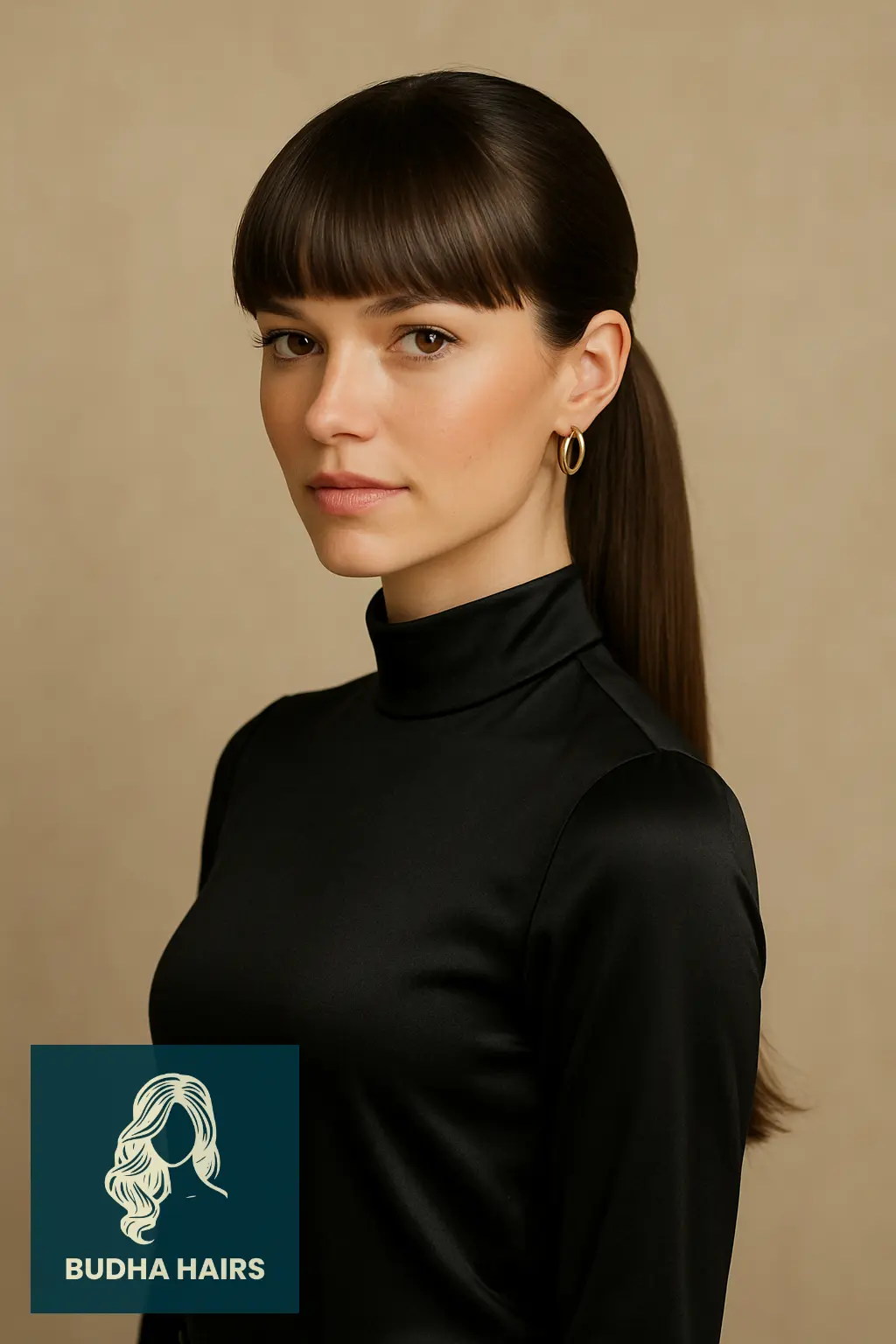 32 Gorgeous Weave Ponytail Hairstyles with Bangs for Every Occasion 8 Sleek Low Weave Ponytail with Blunt Bangs