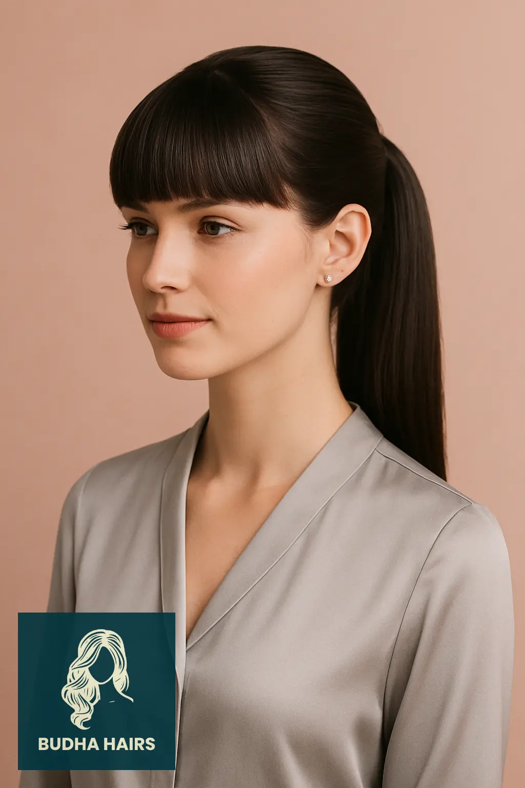 32 Gorgeous Weave Ponytail Hairstyles with Bangs for Every Occasion 20 Sleek Mid Ponytail with Straight Bangs