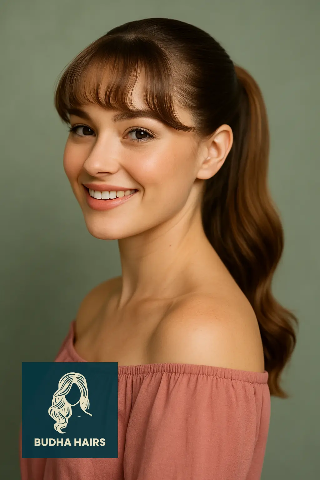 30 Sleek Ponytail Hairstyles That Redefine Chic Elegance 9 Sleek Ponytail with Curled Bangs