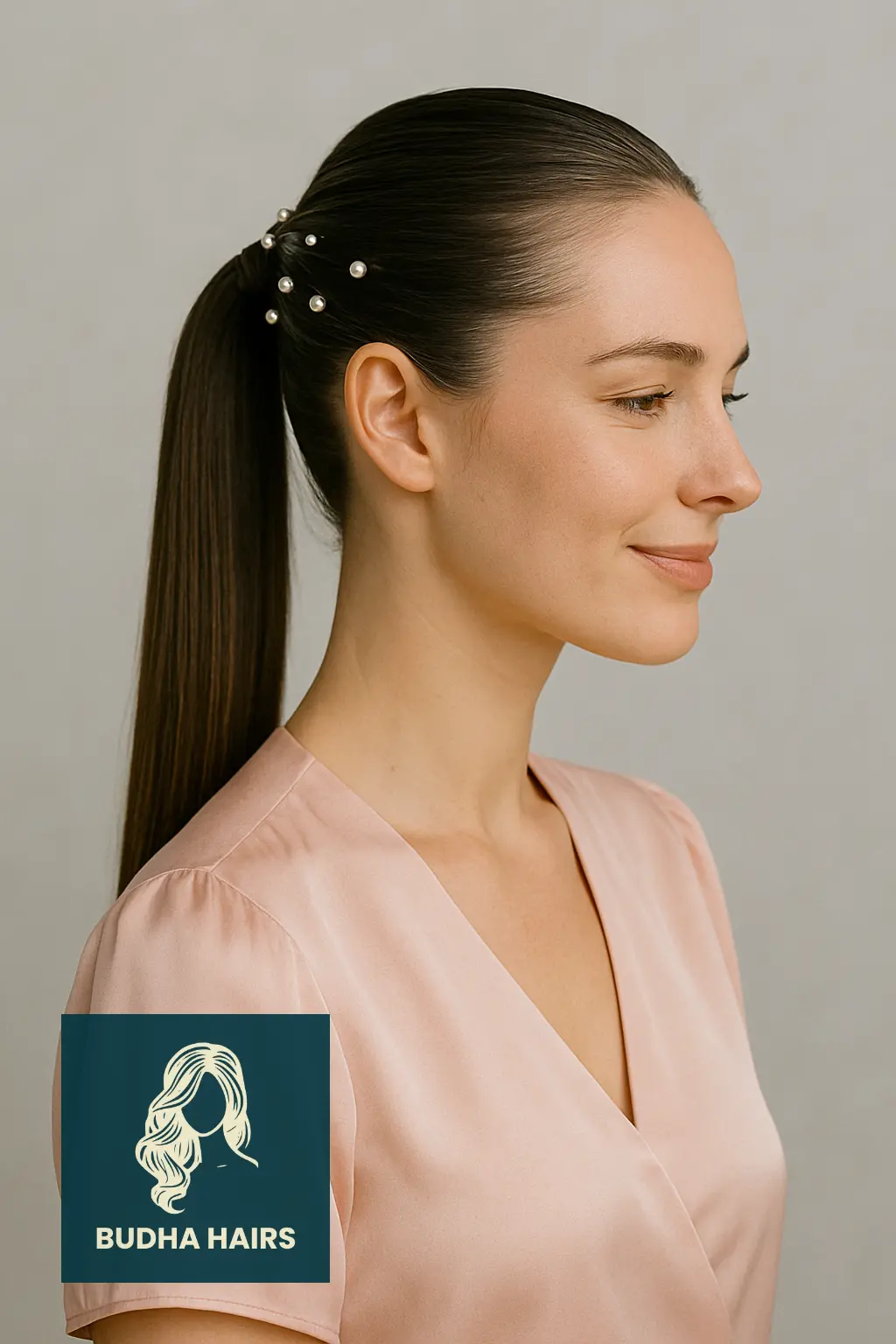 30 Sleek Ponytail Hairstyles That Redefine Chic Elegance 23 Sleek Ponytail with Pinned Accessories