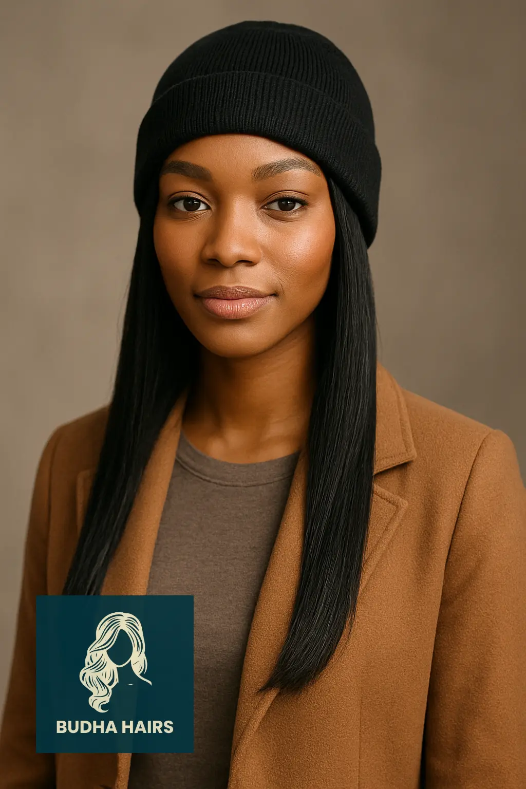 Sleek Straight Wig with Beanie