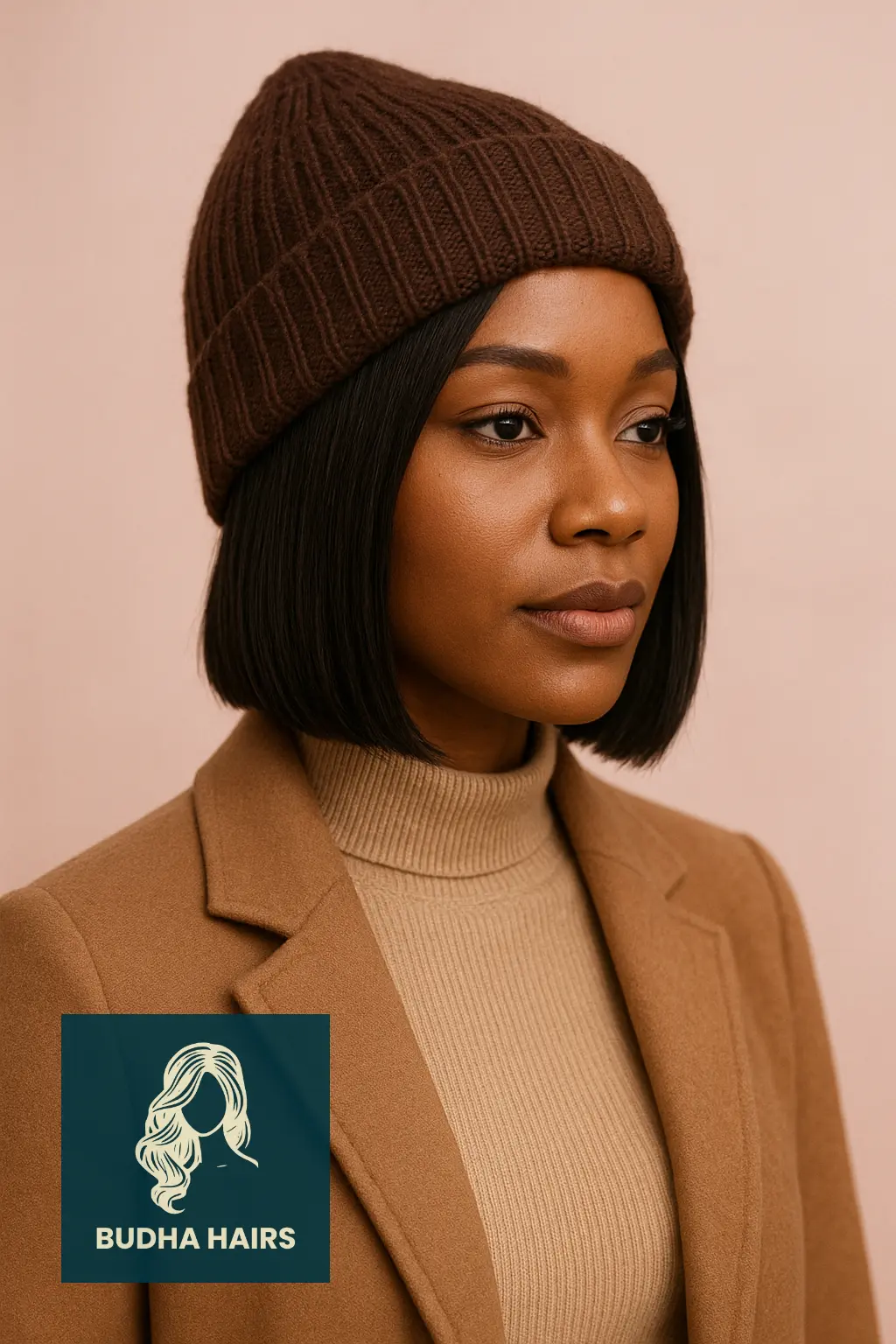 Straight Bob Wig with Knit Beanie