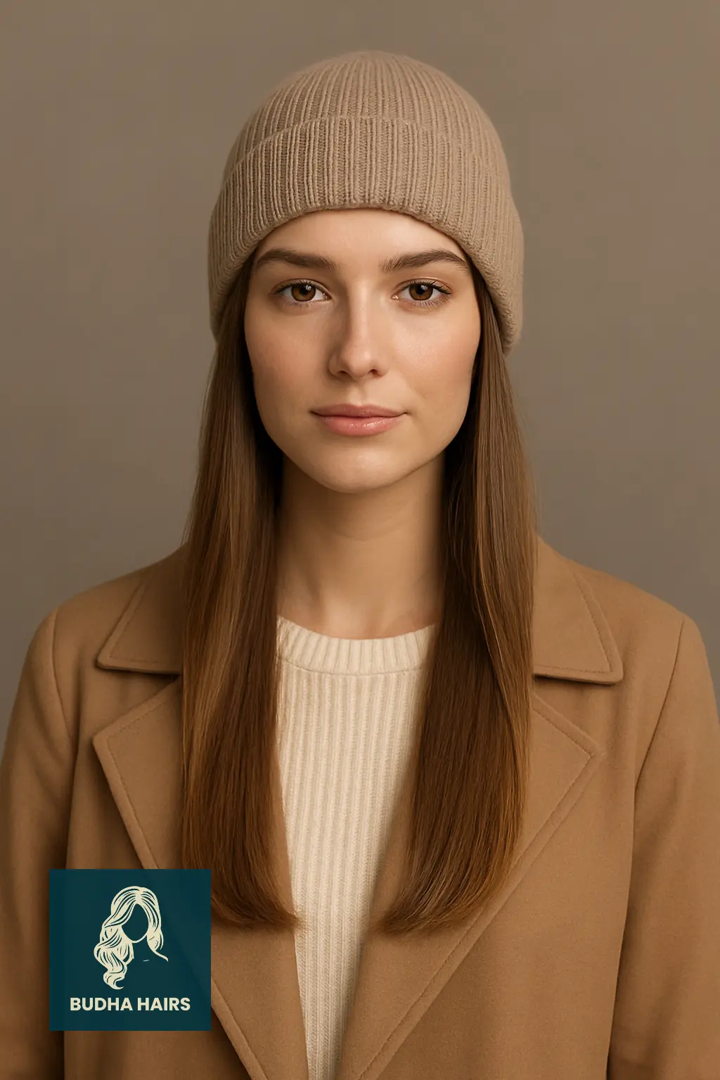 Straight Hair with Fitted Beanie