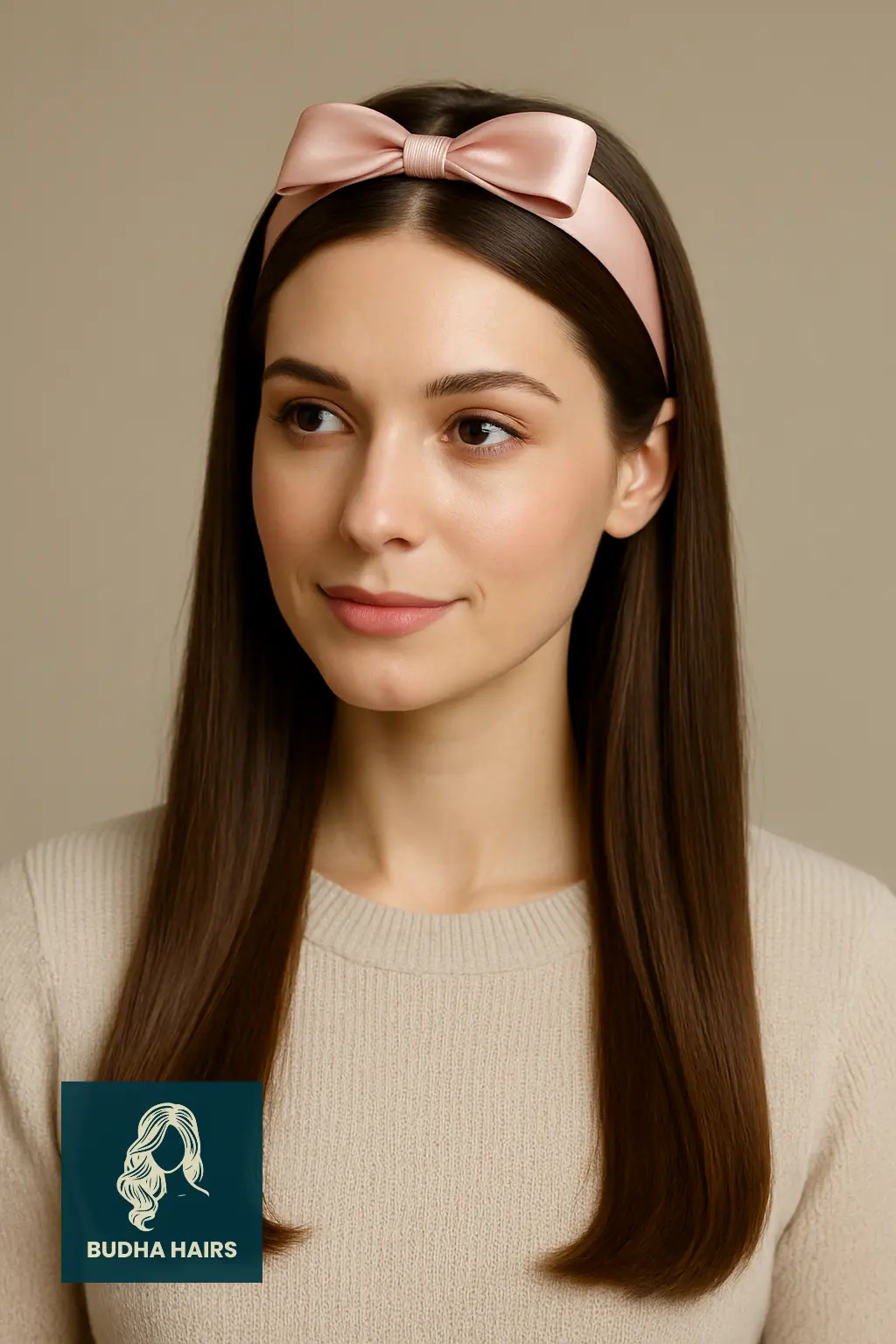Straight Hair with Headband Bow