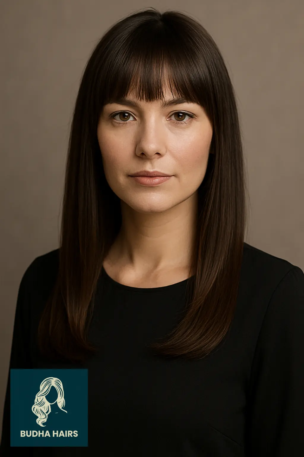 Straight Long Hair with Bottleneck Bangs