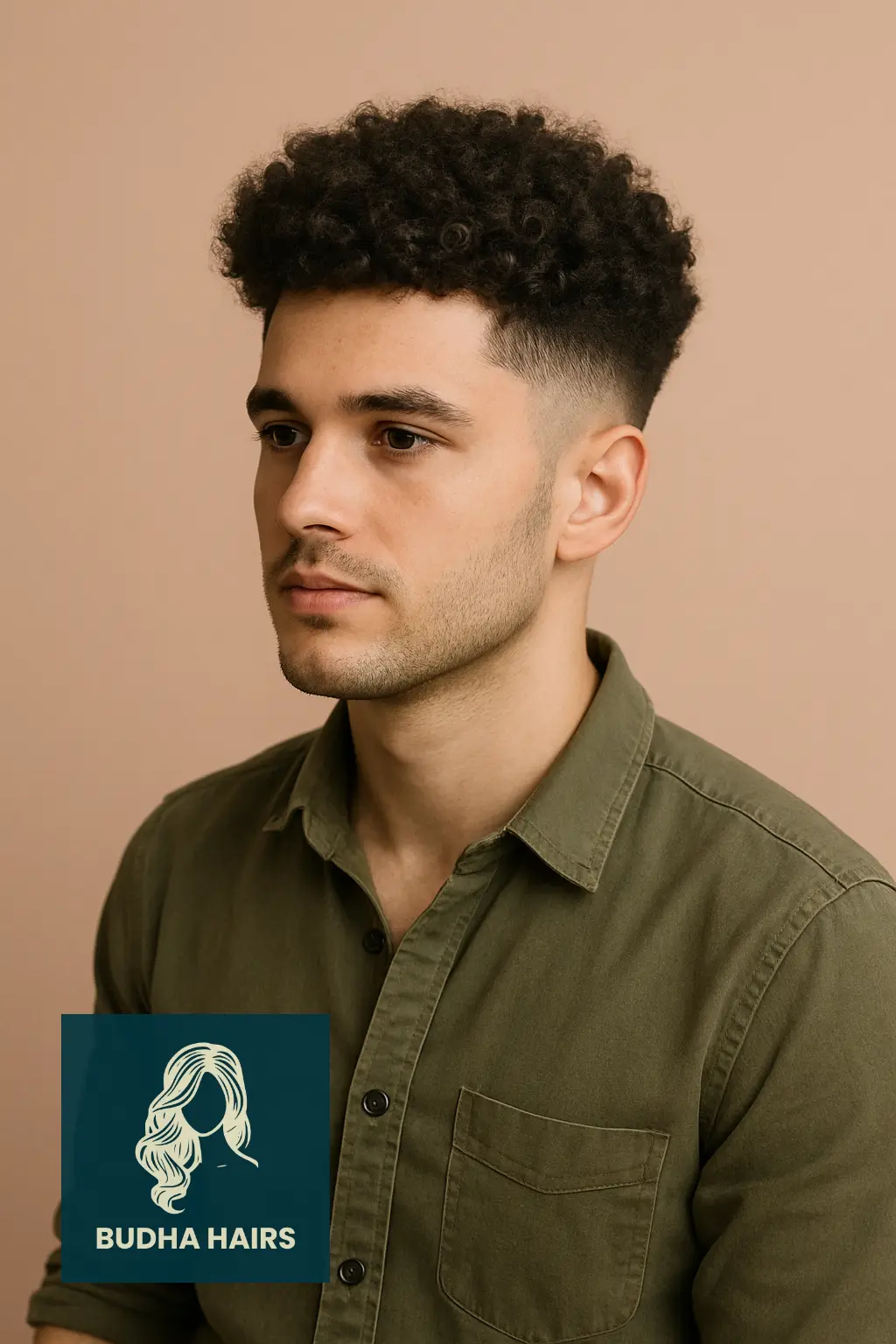 Temple Fade with Curly Afro