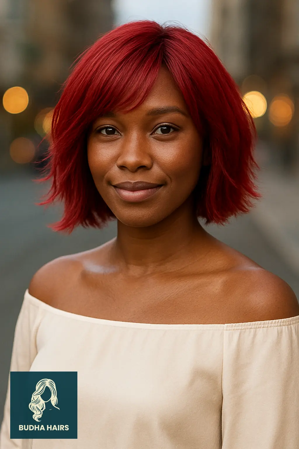 Textured Red Bob with Feathered Ends
