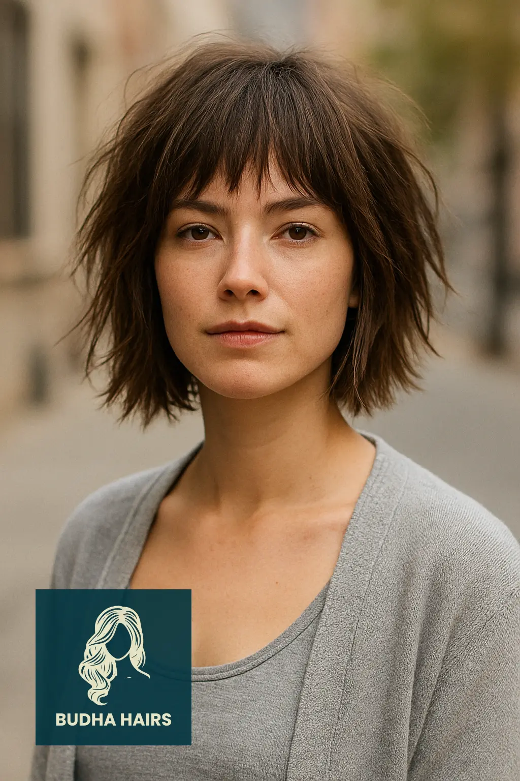 Textured Shaggy Bob with Fringe