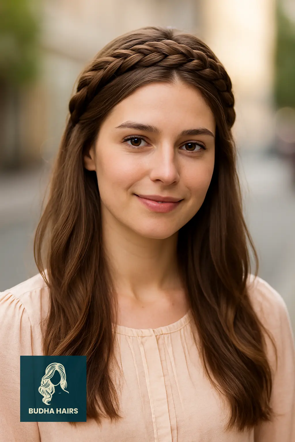 Thick Braided Headband with Loose Hair