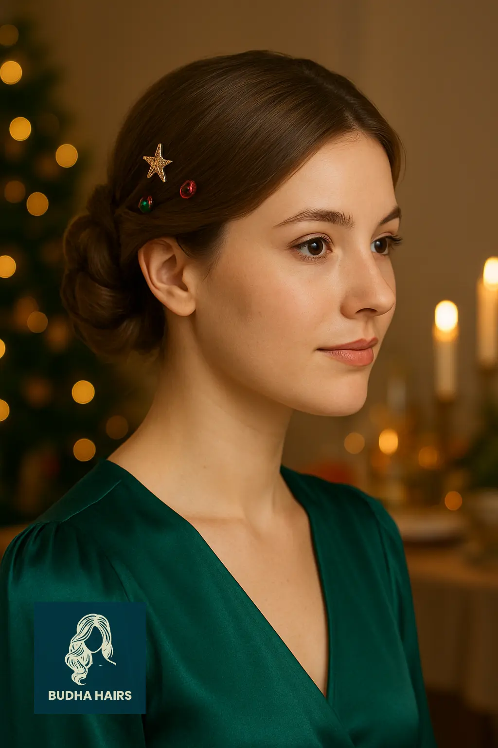 Twisted Side Bun with Holiday Pins