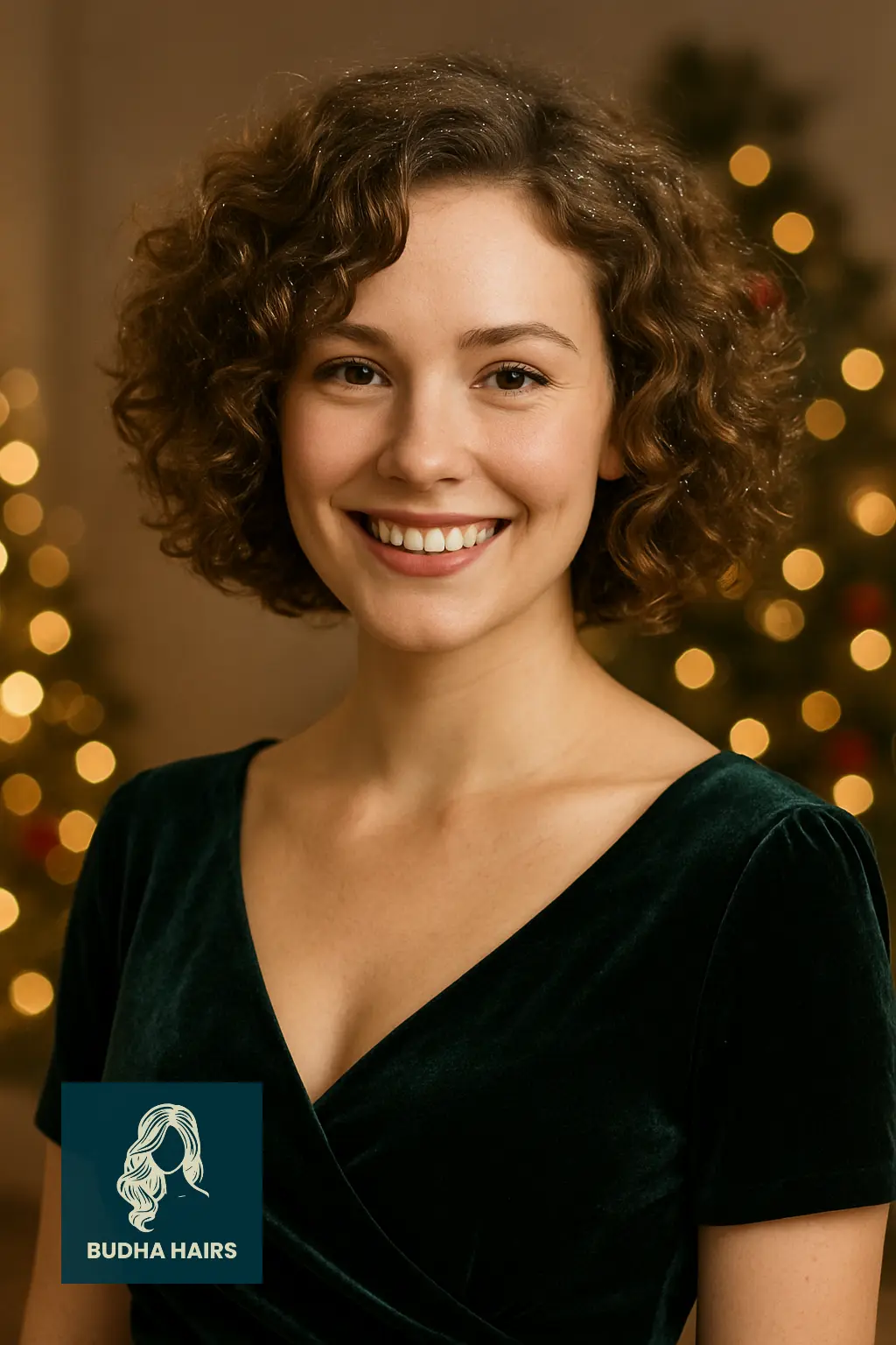 Voluminous Curly Bob with Sparkle Spray