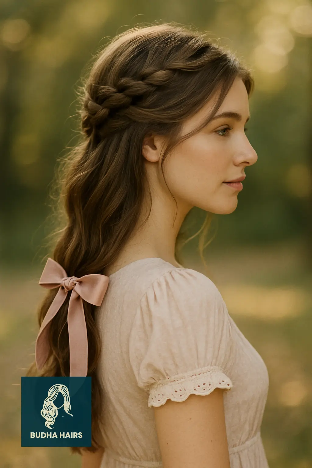 Waterfall Braid with Ribbon Bow