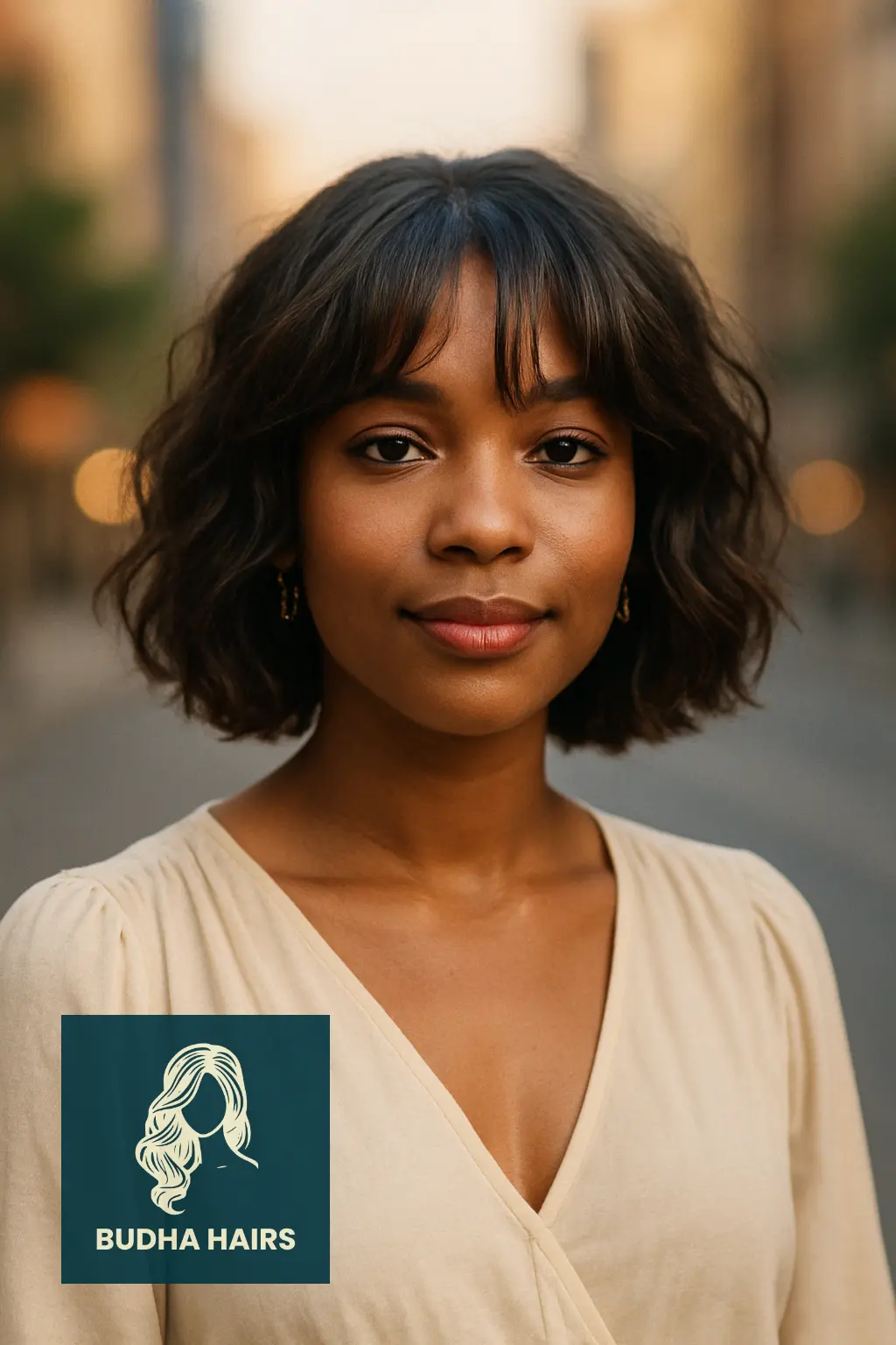 Wavy Bob with Soft Curtain Bangs