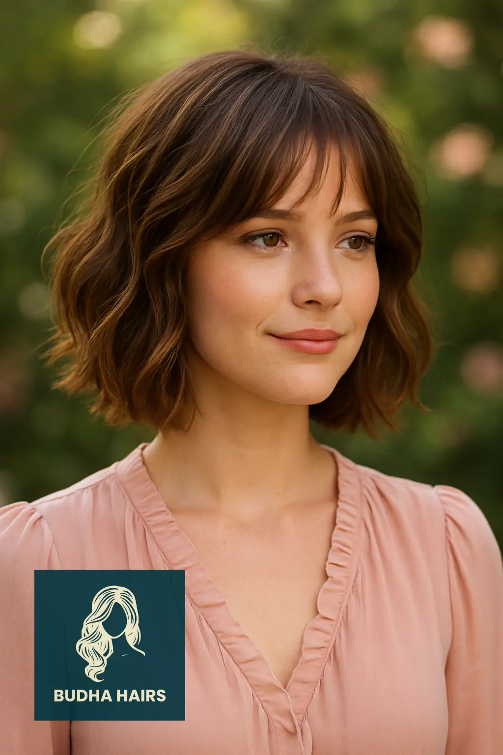 Wavy Bob with Soft Wispy Fringe