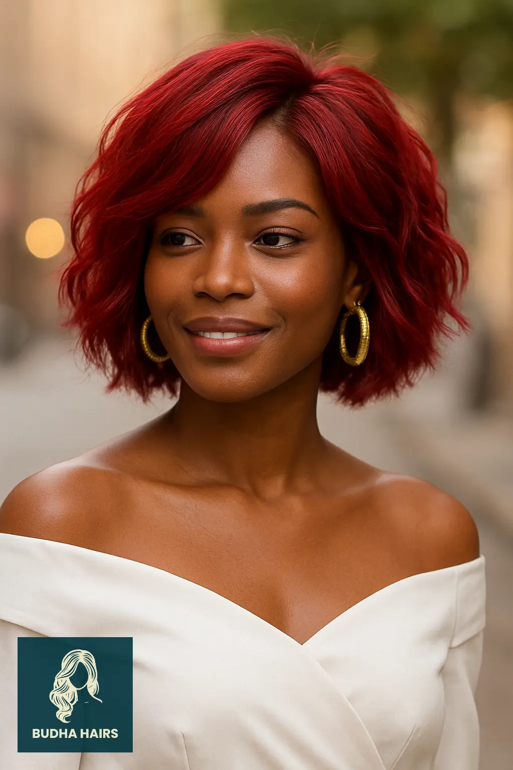 Wavy Red Bob with Layered Dimension