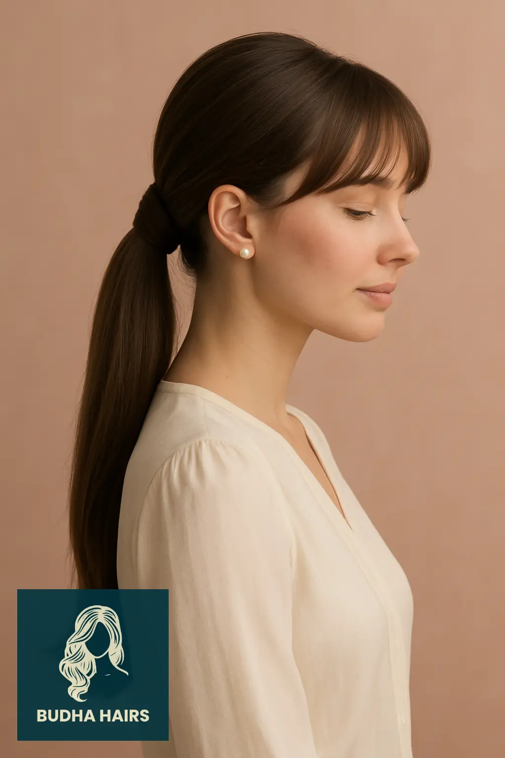 32 Gorgeous Weave Ponytail Hairstyles with Bangs for Every Occasion 26 Wrapped Ponytail with Loose Bangs