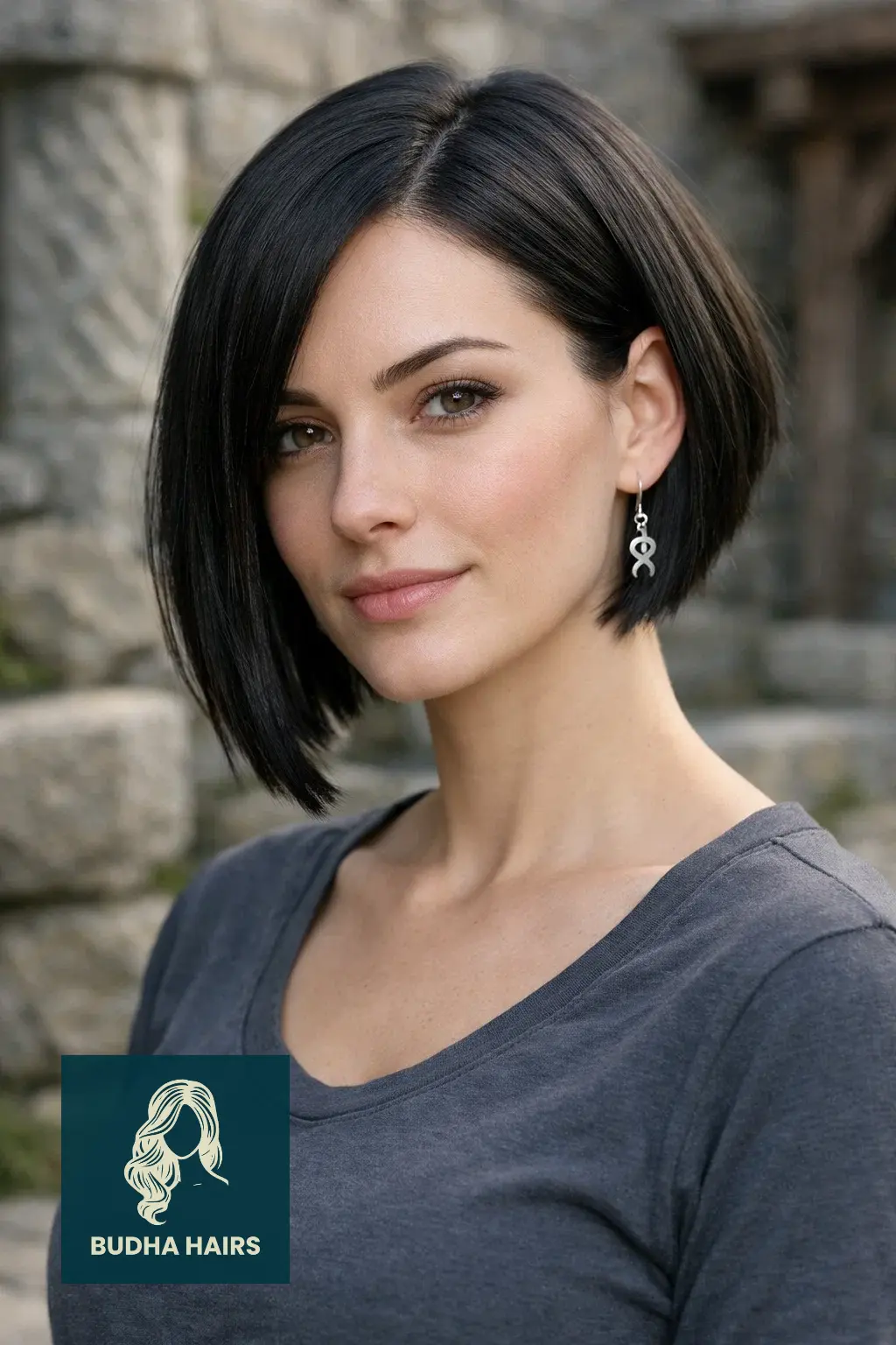 30 Fierce Viking Hairstyles for Women with Short Hair - Braids & Cuts 24 Asymmetrical Bob with Rune Charm