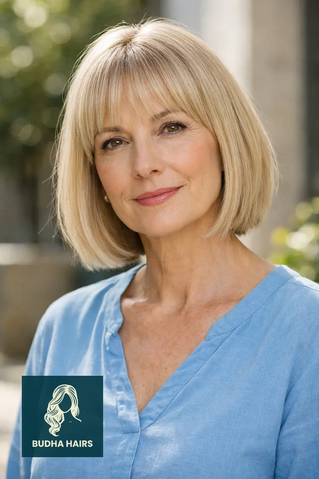 30 Flattering Bobs for Thin Hair for Older Women: Volume & Style 10 Blunt Bob with Curtain Bangs