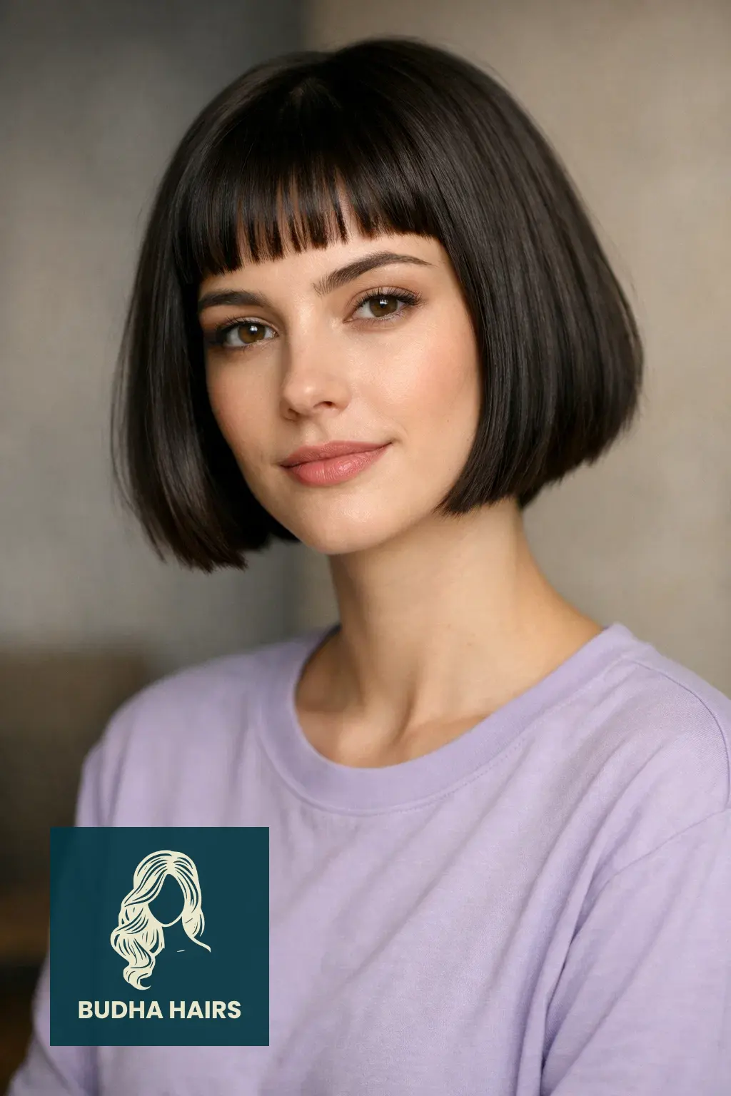 35 Best Short Hairstyles for Thin Hair and Oval Face 22 Blunt Parisian Bob with Micro-Fringe