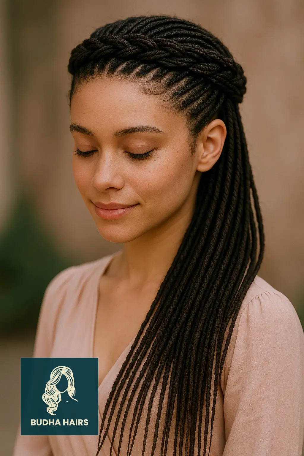 20 Chic & Stylish Thin Locs Hairstyles for Every Woman 13 Braided Crown with Thin Locs