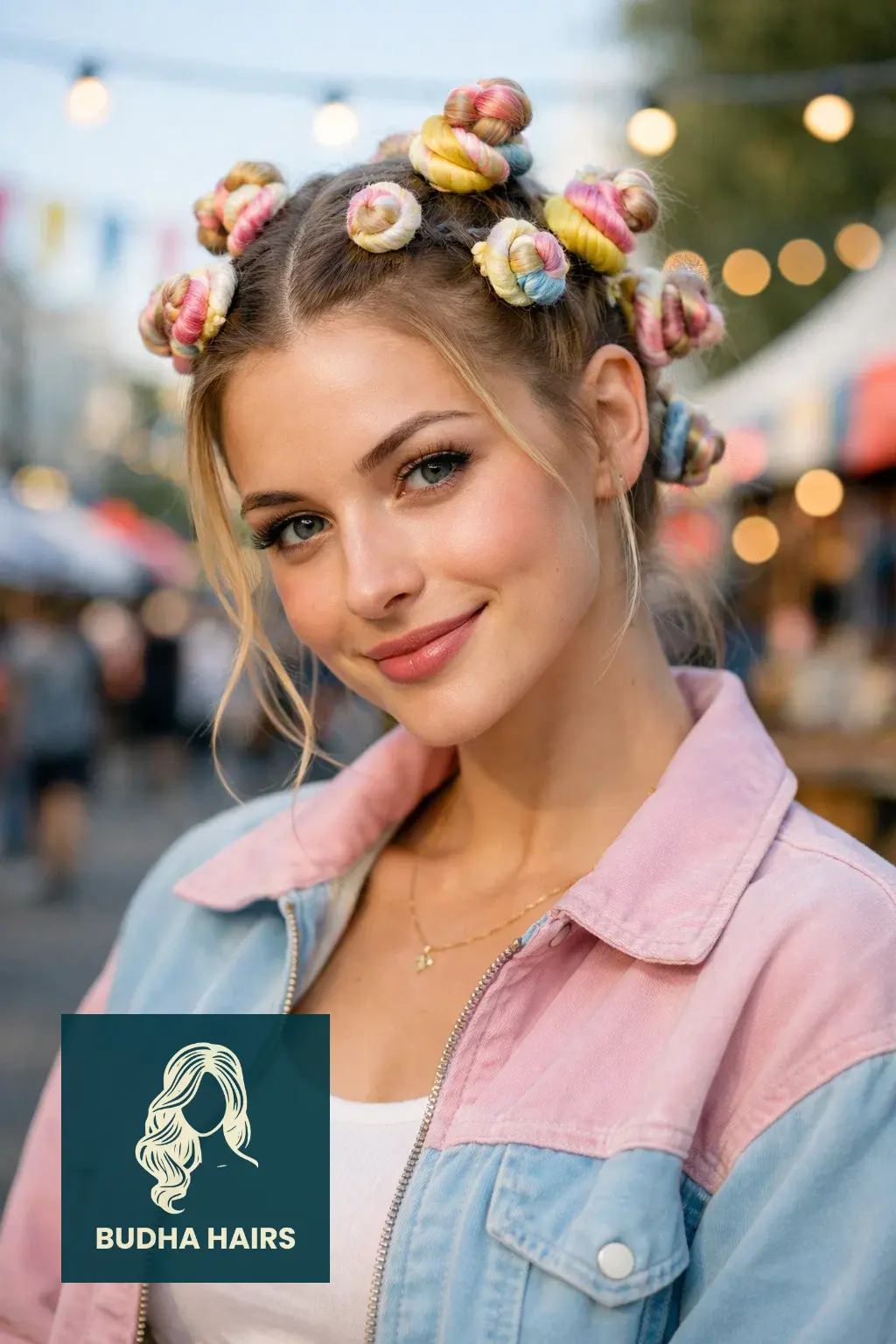 50 Iconic Clown Hairstyles for Women: Cute, Scary & Creative Looks 26 Candy Button Knots