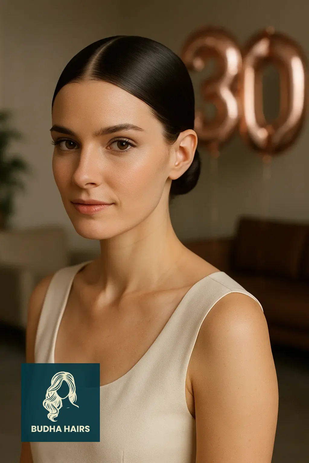 30th Birthday Hairstyles: 35 Stunning Looks for Women 18 Chic Low Bun With a Sharp Middle Part