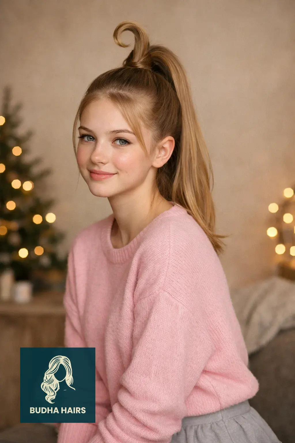 30 Adorable Christmas Hairstyles for Kids: Easy & Festive Ideas 10 Cindy Lou Who High Pony