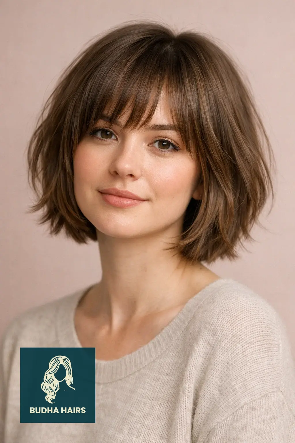 30 Best Shaggy Bob Hairstyles for Fine Hair and Round Faces 1 Classic Chin-Length Shag with Curtain Bangs