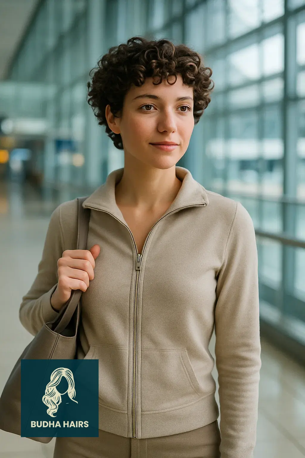 30 Airport Hairstyles for Short Hair: Easy Travel Looks 7 Curly Crop with Lightweight Travel Hold