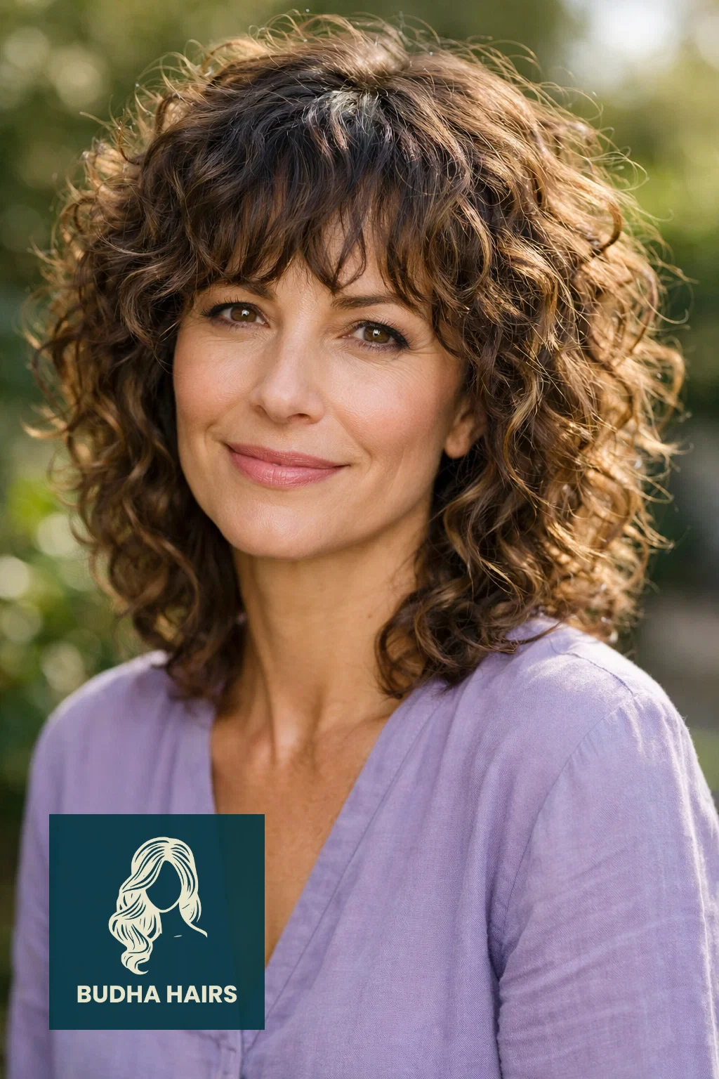 35 Chic Hairstyles for Women Over 40 with Bangs to Try Now 24 Curly Shag With Ringlet Bangs