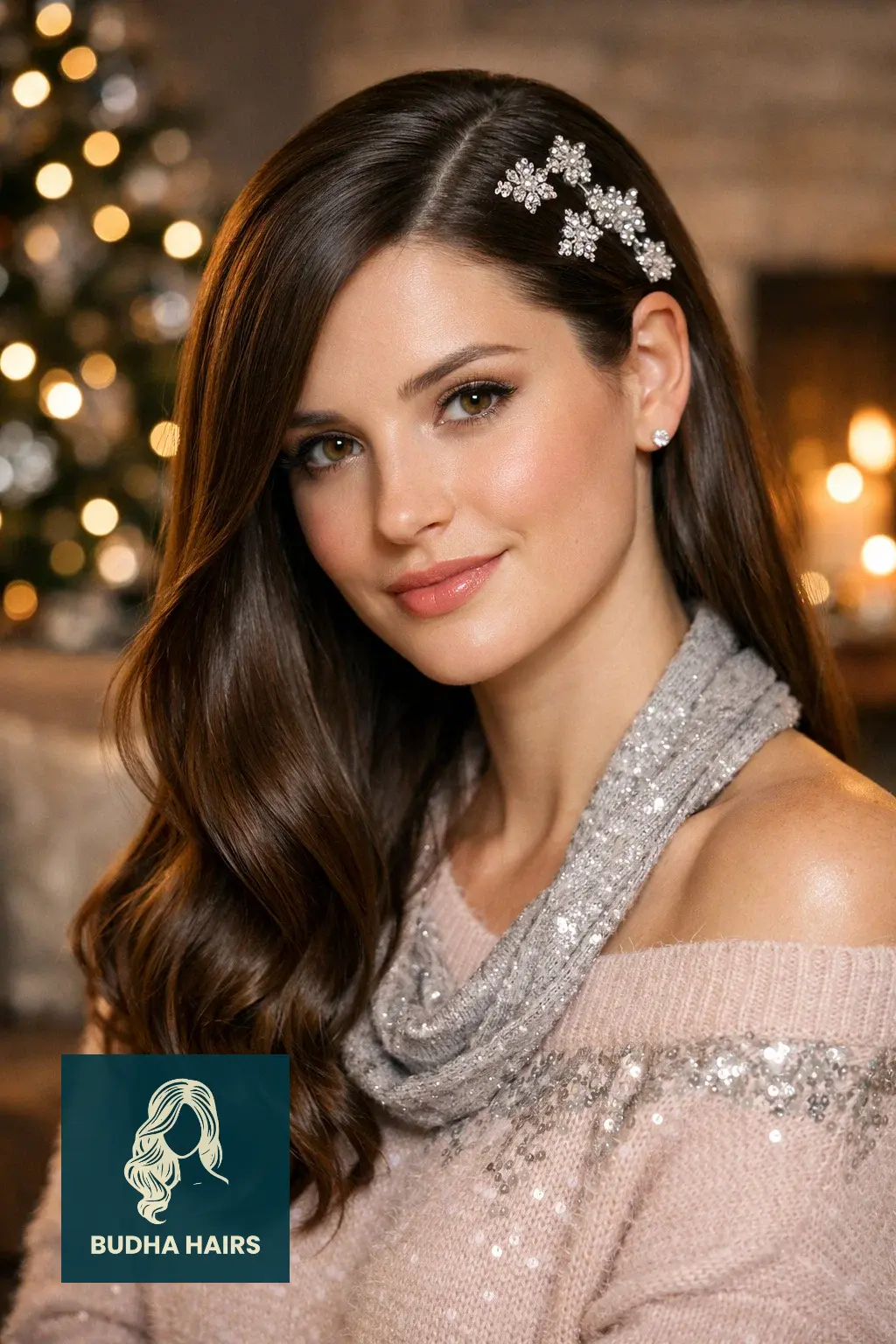 30 Best Christmas Party Hairstyles for a Festive & Glamorous Look 20 Deep Side Part with Crystal Clips