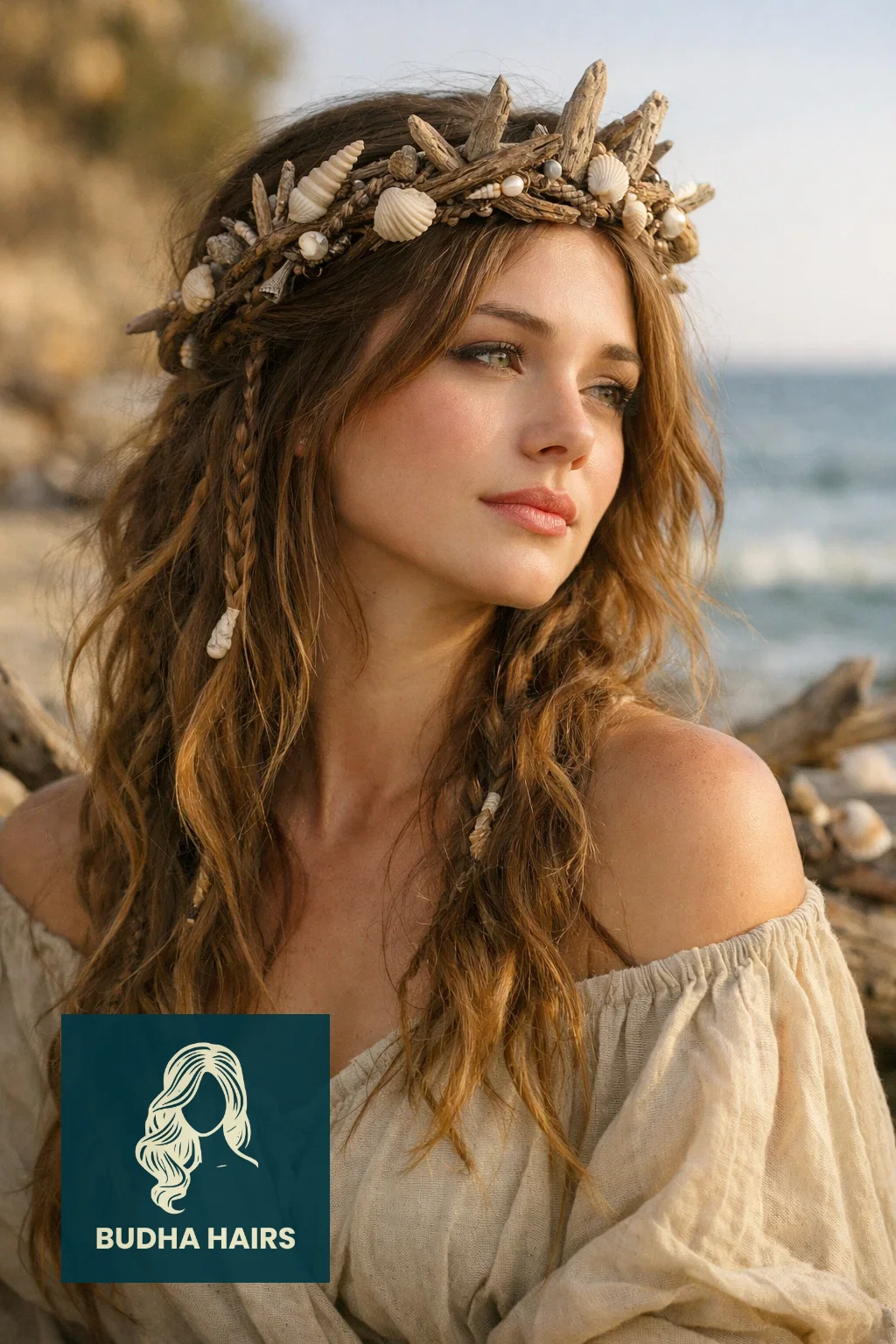 50 Pirate Hairstyles for Women - Rugged & Romantic Looks 49 Driftwood & Shell Crown