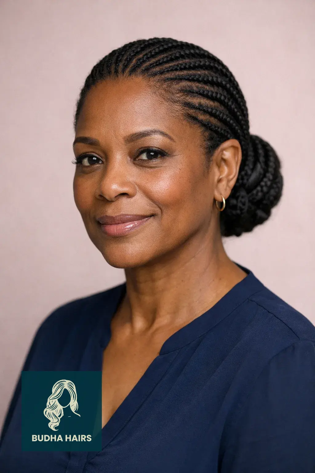 25 Stunning Braids for Older Black Women Over 50 (2026 Guide) 4 Elegant Cornrowed Low Bun