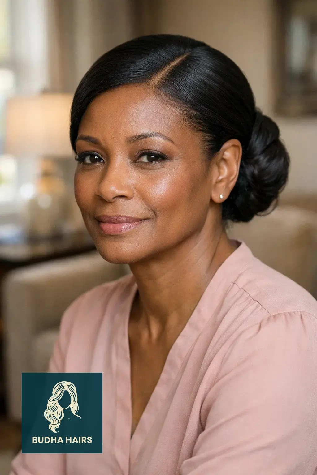 30 Stunning Older Black Women Hairstyles for Over 50 (2026 Guide) 3 Elegant Low Bun with a Side Part