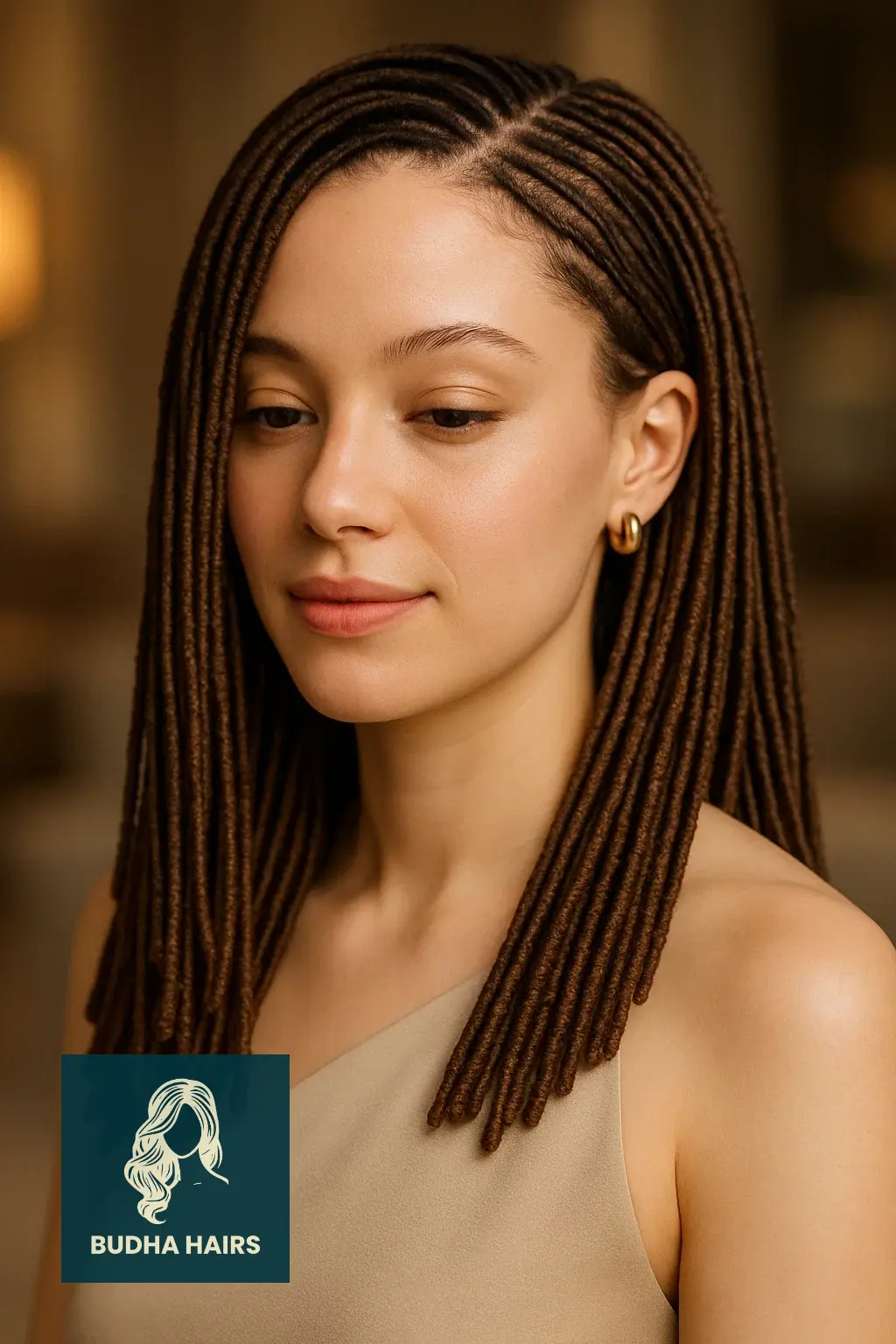 20 Chic & Stylish Thin Locs Hairstyles for Every Woman 1 Elegant Side-Parted Thin Locs