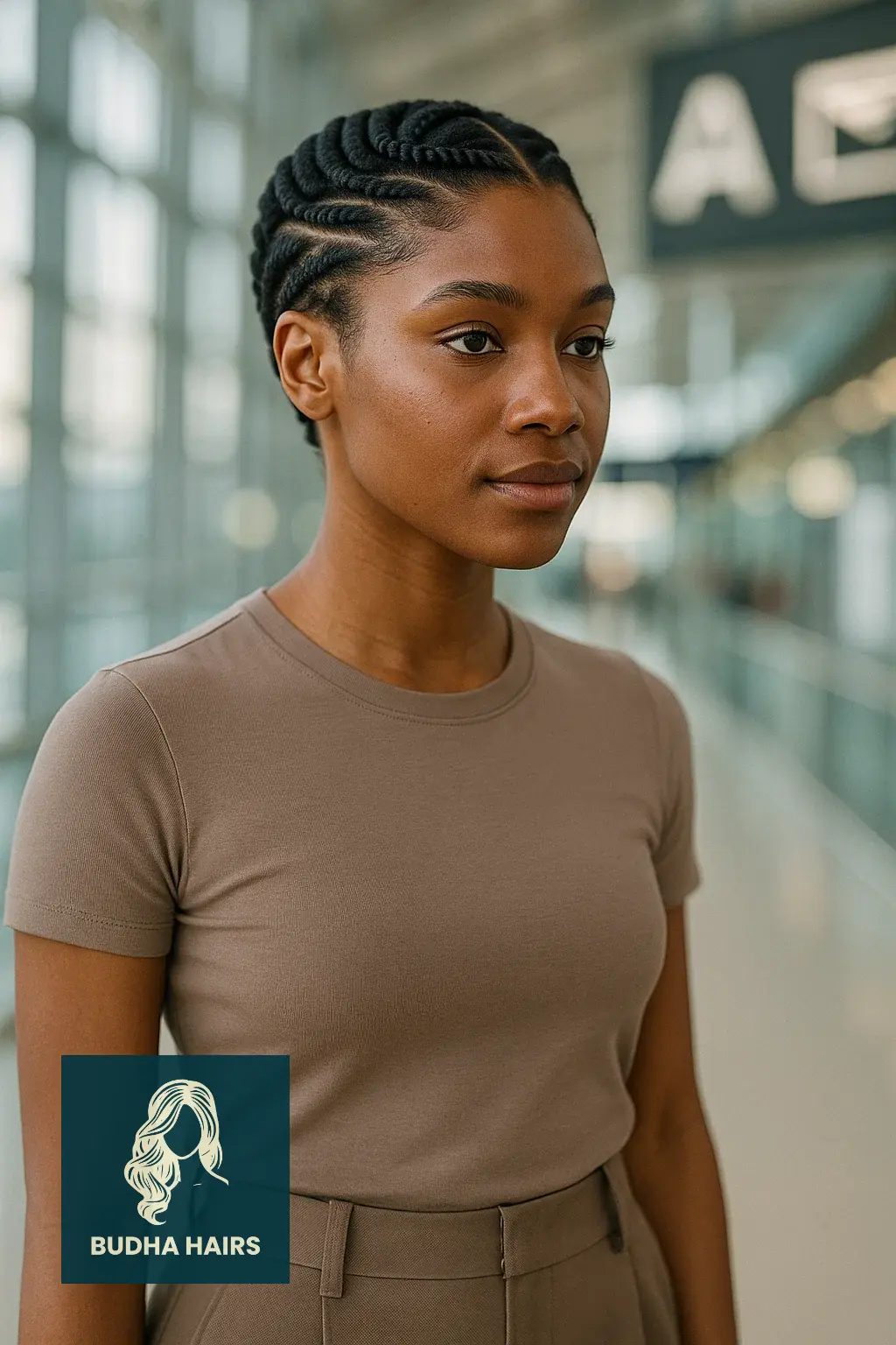 30 Airport Hairstyles for Short Hair: Easy Travel Looks 14 Flat Twist Crown for Low Maintenance Flights