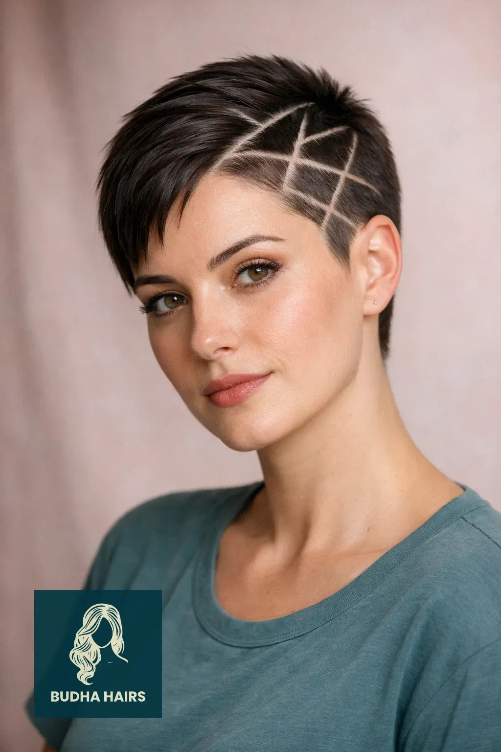 30 Fierce Viking Hairstyles for Women with Short Hair - Braids & Cuts 14 Geometric Parting Lines