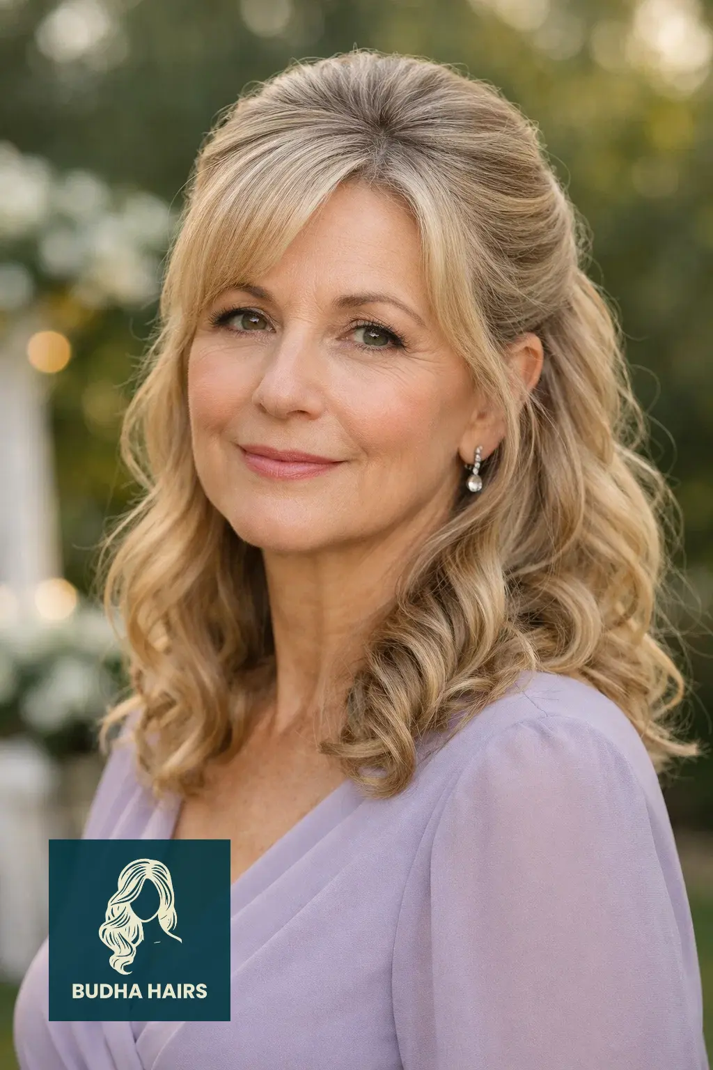 29 Stunning Wedding Hairstyles for Older Women: Elegant & Voluminous 14 Half-Up Half-Down with Loose Curls