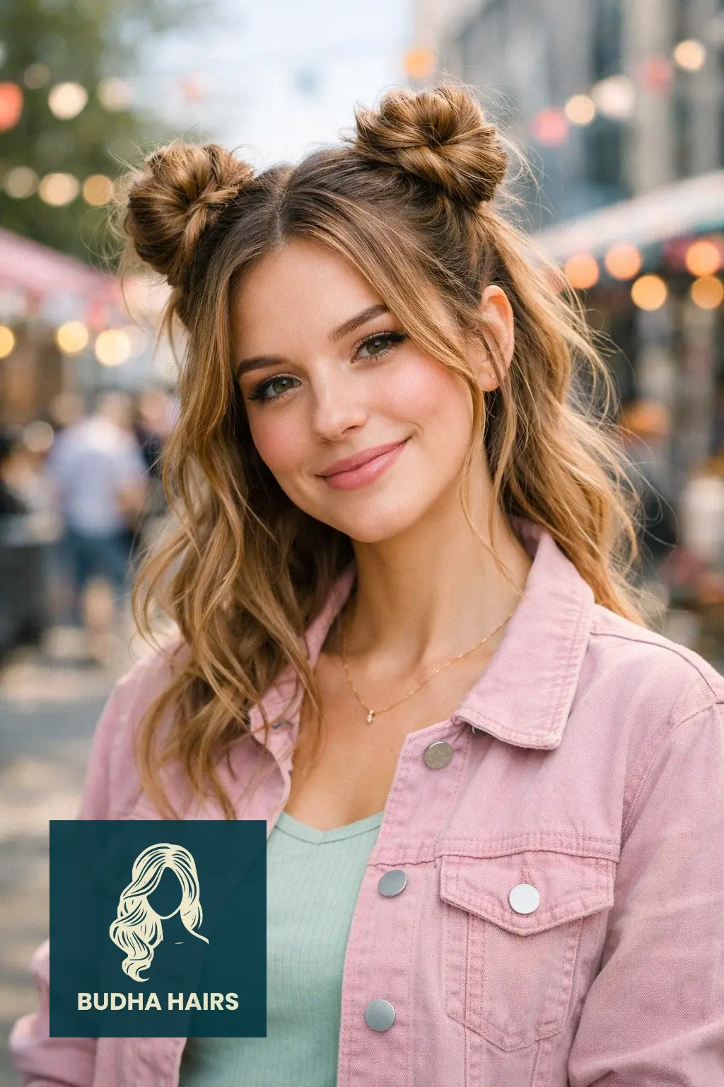 50 Iconic Clown Hairstyles for Women: Cute, Scary & Creative Looks 20 Half-Up Space Buns with Loose Waves