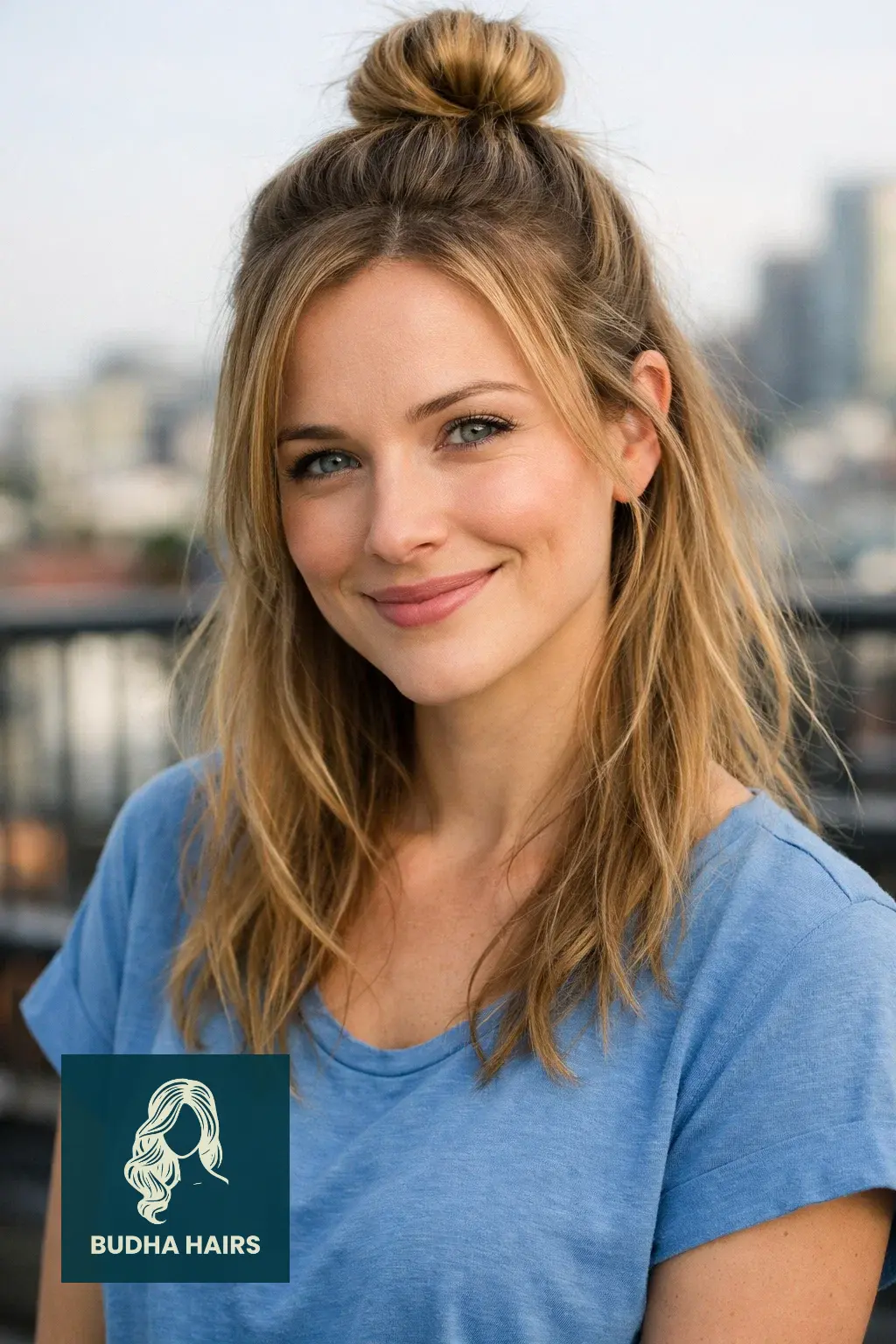 30 Best Hairstyles for Thin Fine Hair for Instant Volume & Body 17 Half-Up Top Knot