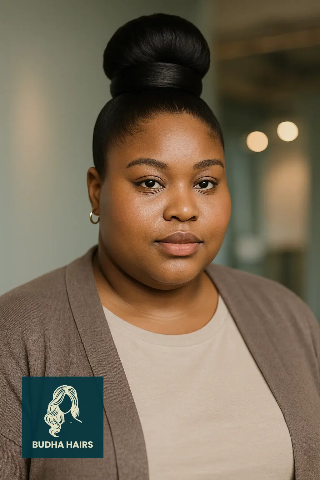 Plus Size Hairstyles for Black Women: 30 Stunning Styles 11 High Bun With Wrapped Base and Smooth Finish