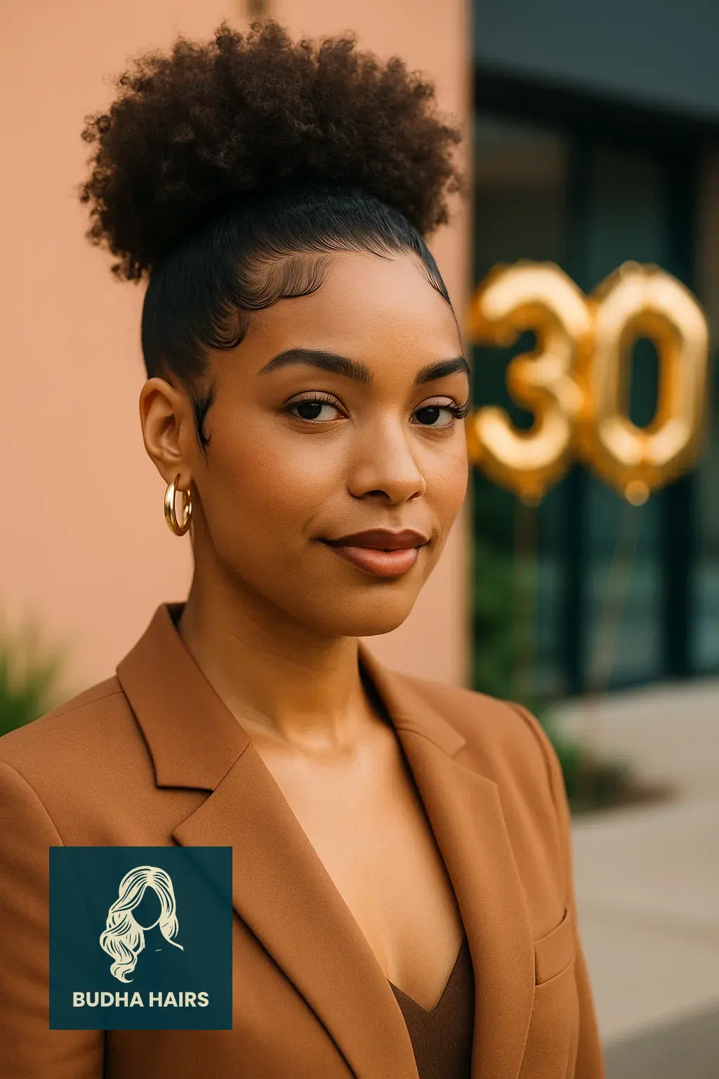30th Birthday Hairstyles: 35 Stunning Looks for Women 25 High Curly Puff With Statement Edges