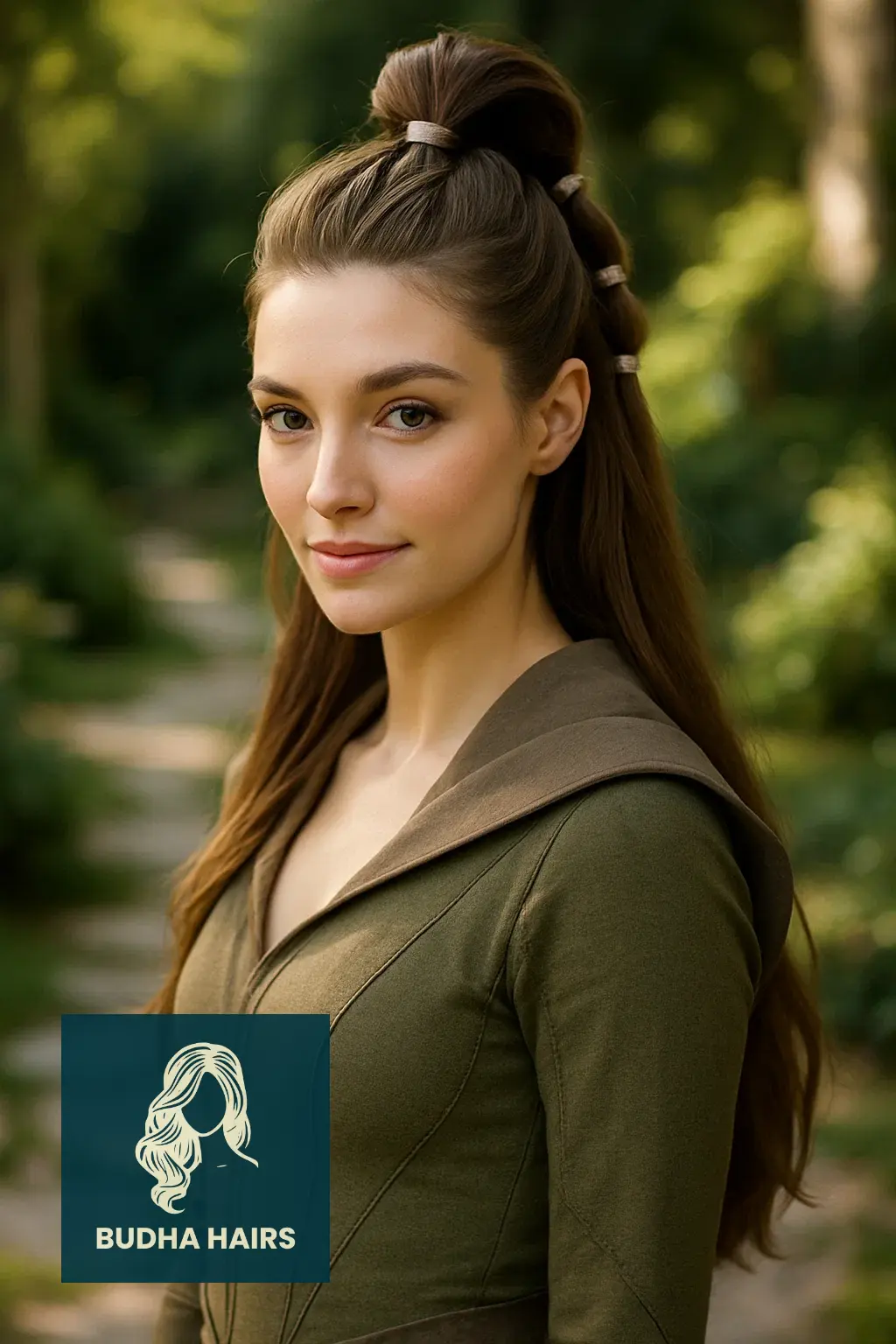 30 Ethereal Elf Hairstyles for a Fantasy Look 13 High Half-Up Twist with Metallic Cuffs