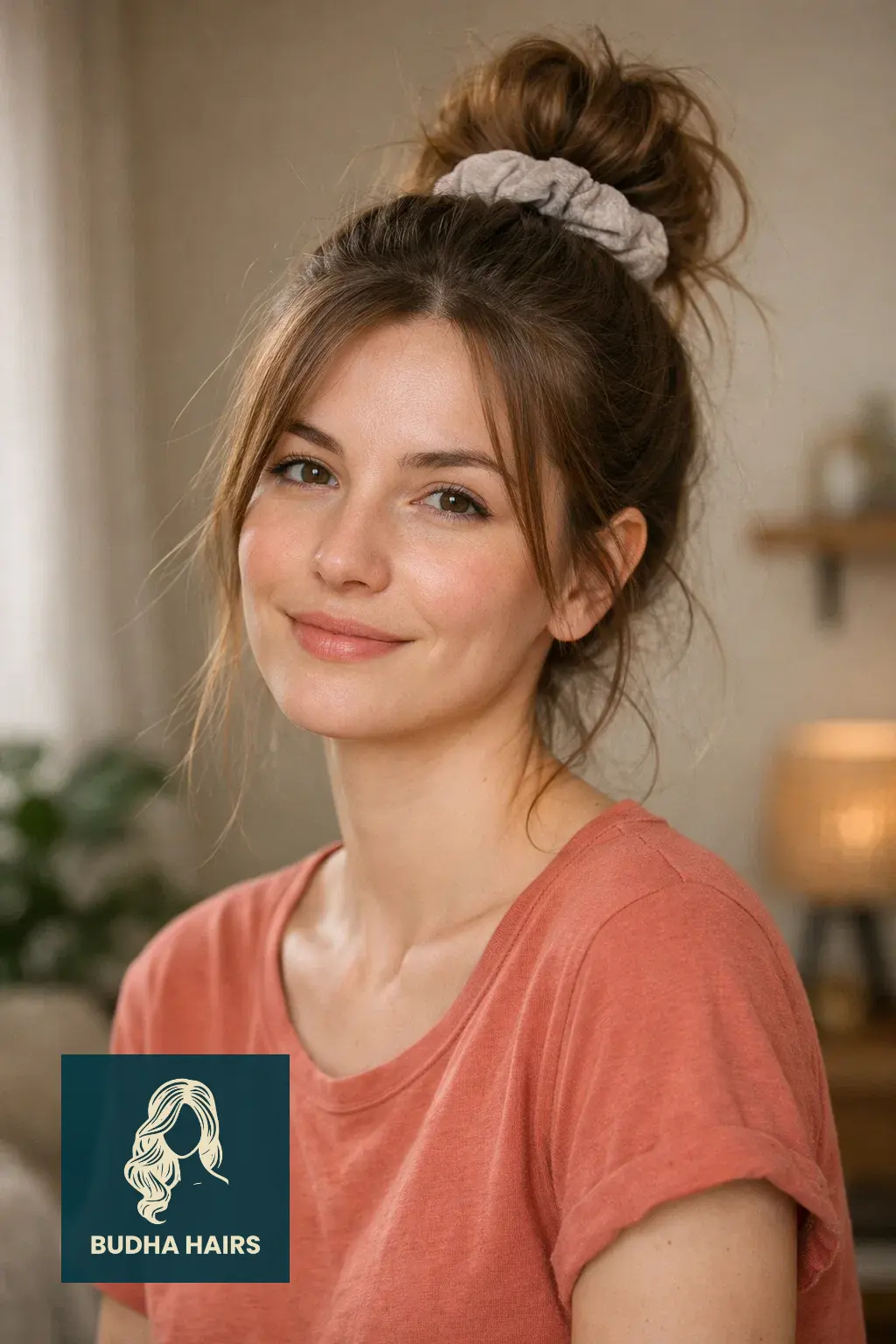 25 Best Long Thin Hair Hairstyles for Maximum Volume & Length 20 High Messy Bun with a Scrunchie