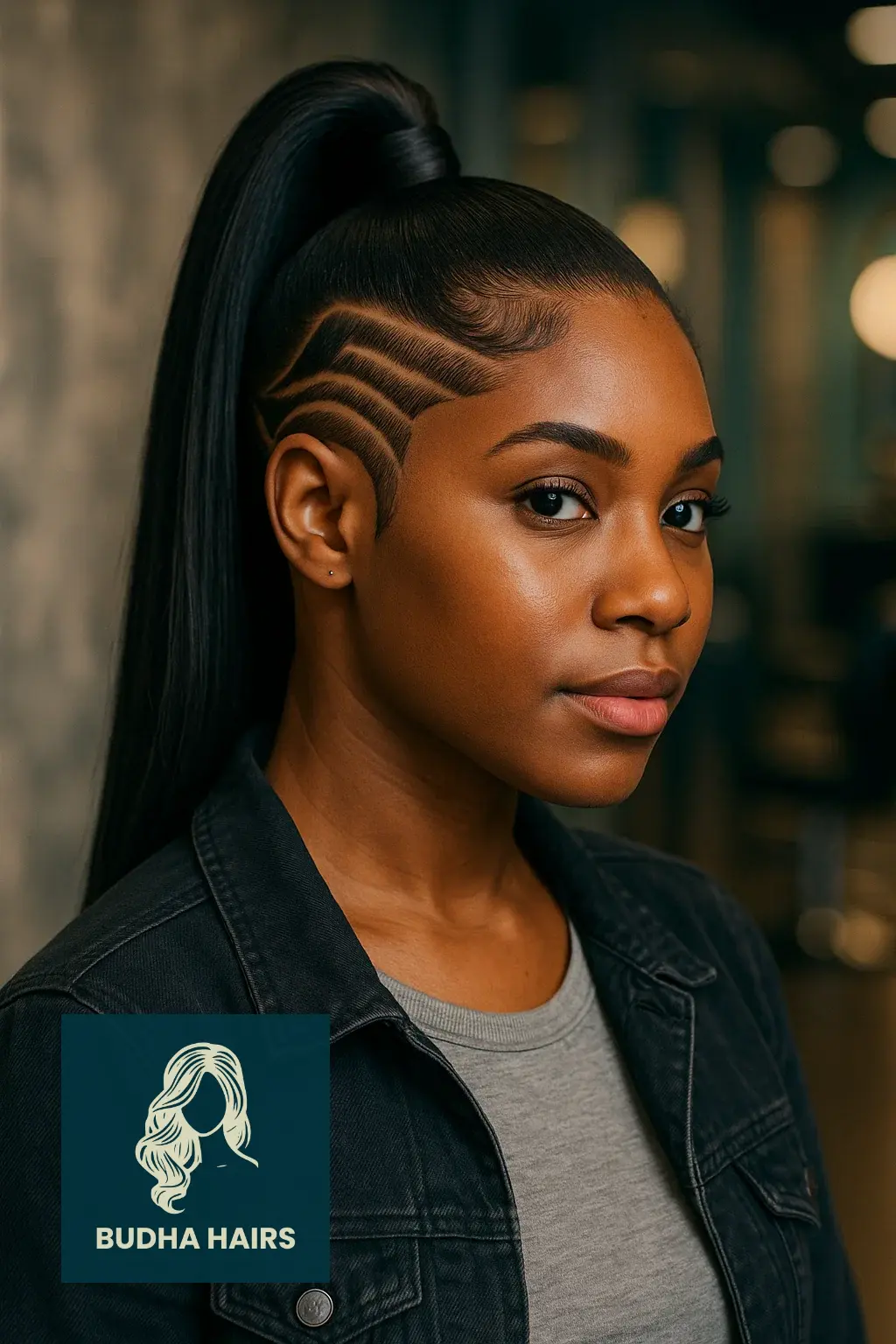 40 Bold Shaved Sides with Ponytail for Black Women Styles 4 High Ponytail with Custom Side Designs